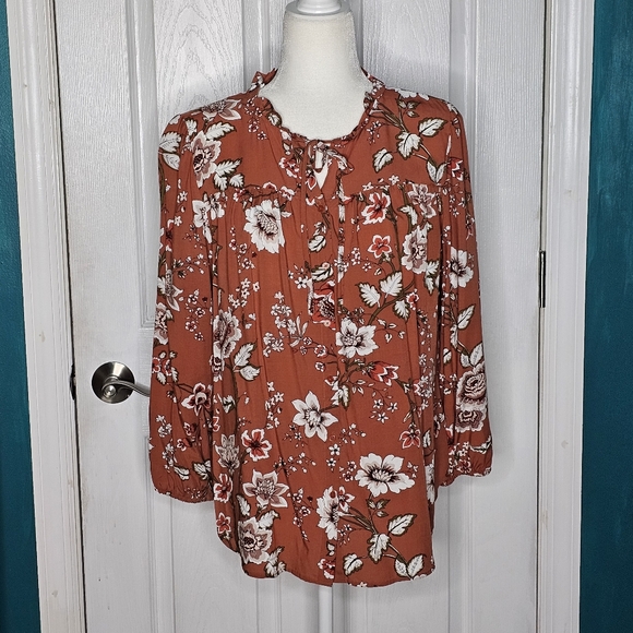 Loft Rust Floral Top M - Picture 12 of 12